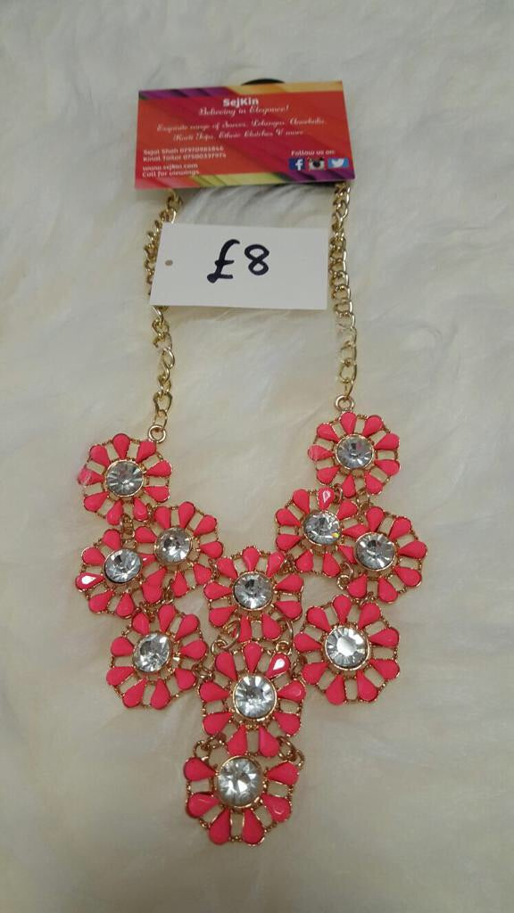 Pink floral necklace