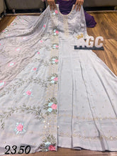 AGC collection- also plus size - georgette silvery anarkali