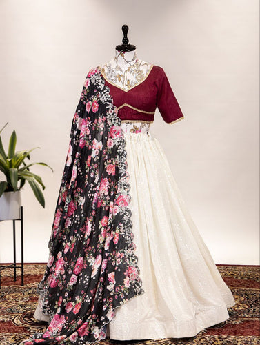 Classic white sequins Lehenga