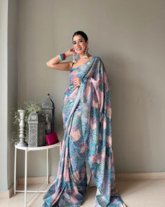 Sea abstract saree
