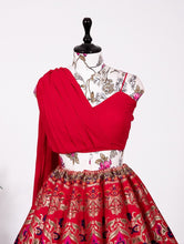 Indo western: Red sweetheart banarasi Lehenga