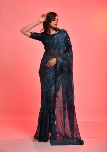 Shibori sequins saree