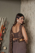 Trupti Vala inspired saree - Brown sequinned saree