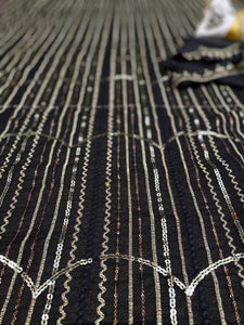 Black double sequins partywear saree