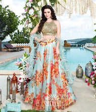 Shivali readymade - baby blue floral Lehenga