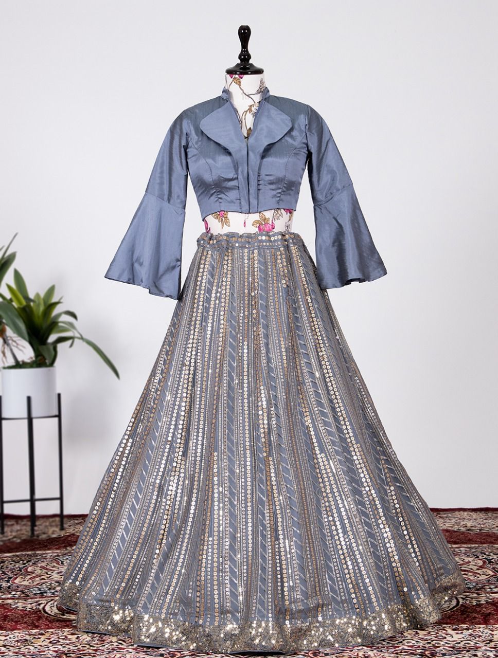 Indo western shirt style Lehenga - readymade