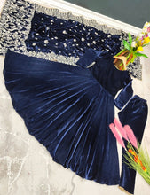Navy blue velvet anarkali readymade