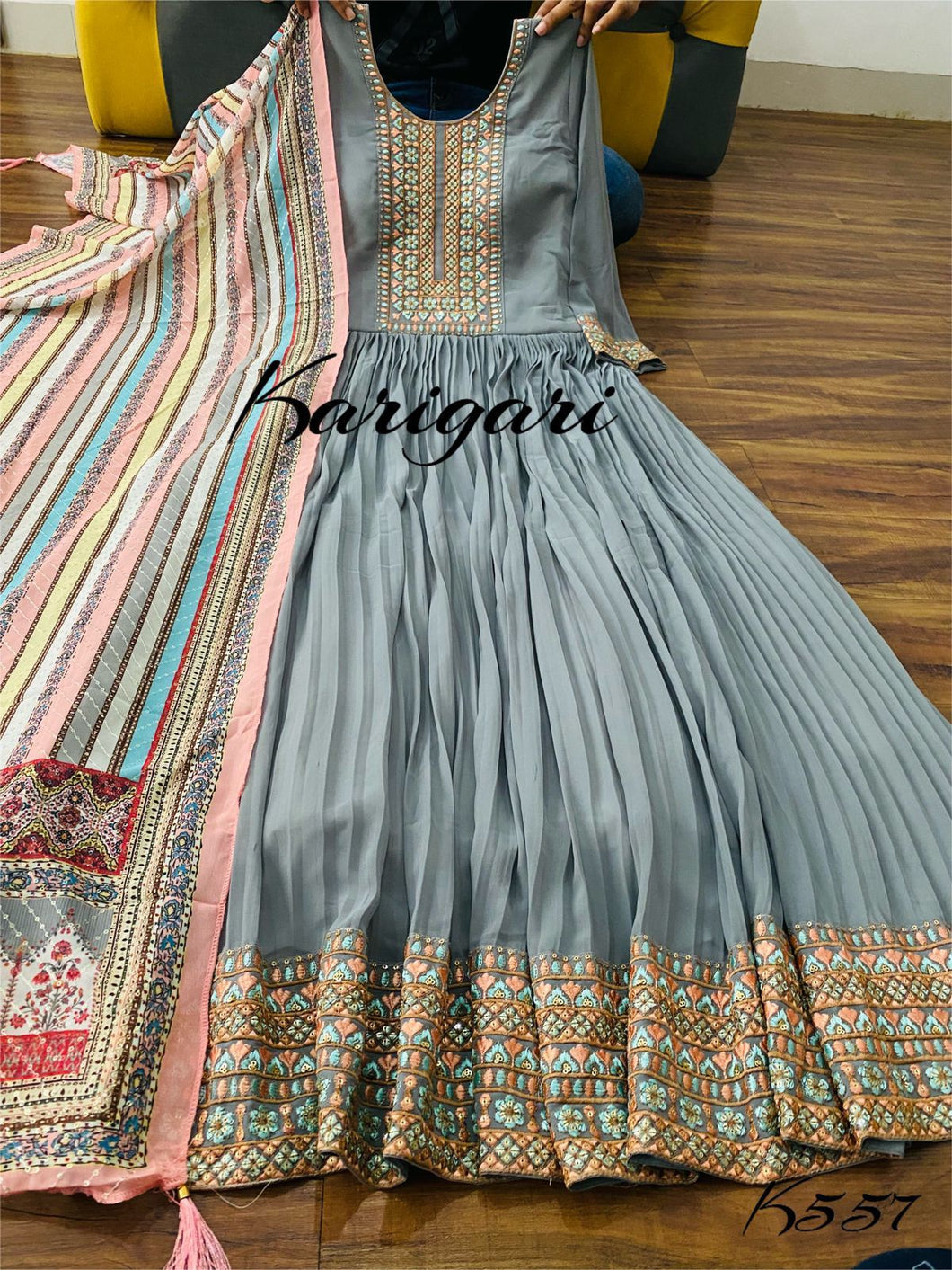 Karigari collection: grey anarkali