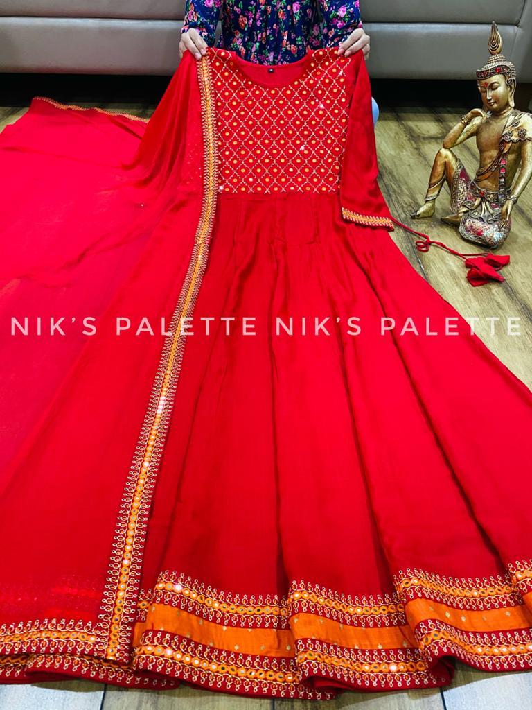Niks collection: red anarkali gown
