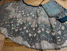 Sparkly teal blue silk Lehenga