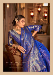 Kanchivaram silk saree with copper zari