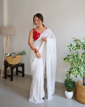 White circle sequins saree