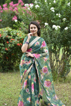 Organza floral digital print saree