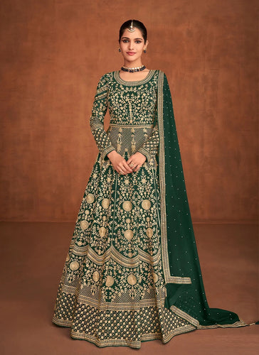 Georgette embroidered anarkali - green