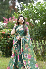 Organza floral digital print saree