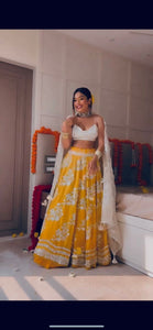 Yellow chine sequins Lehenga