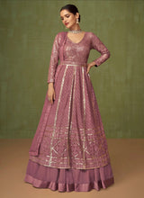 Peanut pink embroidered layered gown