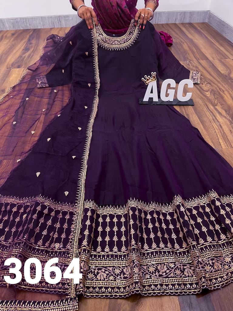 AGC collection: aubergine anarkali (plus size)