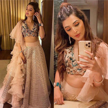 Champagne silk sequinned Lehenga