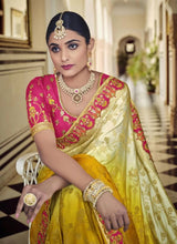 Ethnic collection - Yellow resham designer silk saree