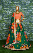 Sabyasachi inspired floral lehengas - green and orange