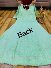 Niks collection: Pastel green sequins anarkali