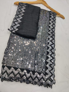 Celebrity style: black sequins saree