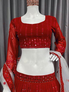 Dandiya night - red georgette Lehenga