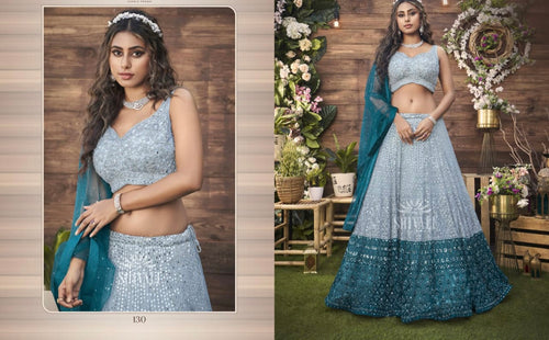 Shivali collection- blue shaded Lehenga