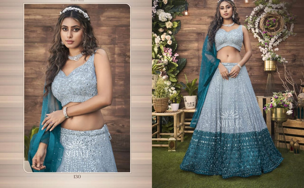 Shivali collection- blue shaded Lehenga