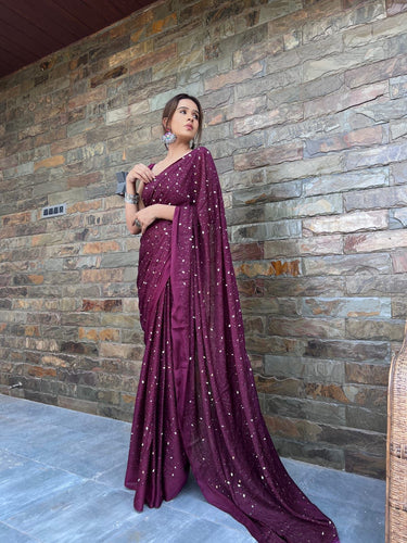 Kohinoor chinnon floral sequins saree