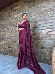 Kohinoor chinnon floral sequins saree