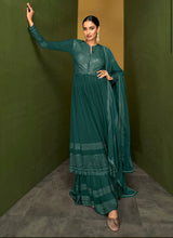 Green embroidered palazzo