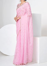 Imperial collection : baby pink partywear designer saree