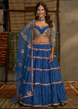 Blue georgette threadwork Lehenga