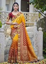 Ethnic collection - red and yellow traditional saree