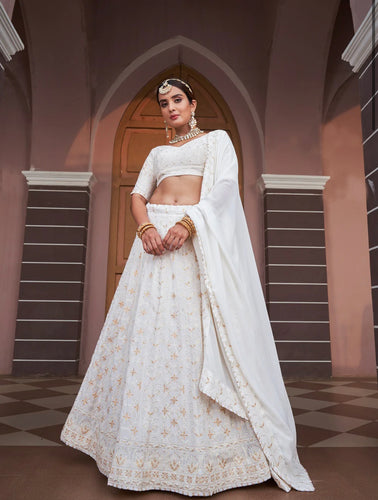 Lucknowi sequins Lehenga - white