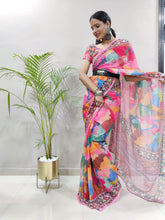 Colourful Sabyasachi inspired ready to wear saree with Sabyasachi inspired belt