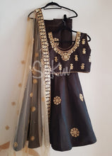 Brown taffeta silk lehenga