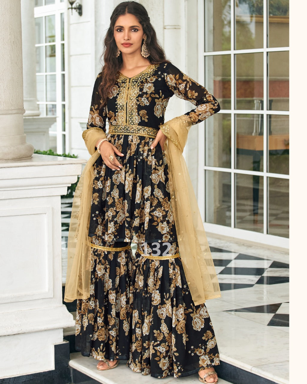 Trendy georgette readymade floral shararas