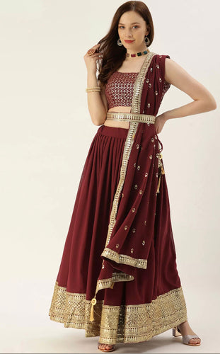 Maroon sequins Lehenga