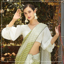 Casual chic collection: sequinned mehendi green saree