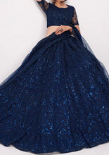 Midnight blue sequinned designer Lehenga