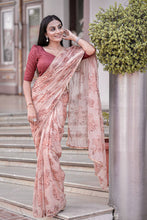 Pearl lace saree with readymade blouse