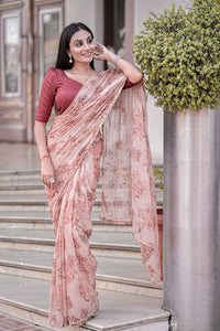Pearl lace saree with readymade blouse
