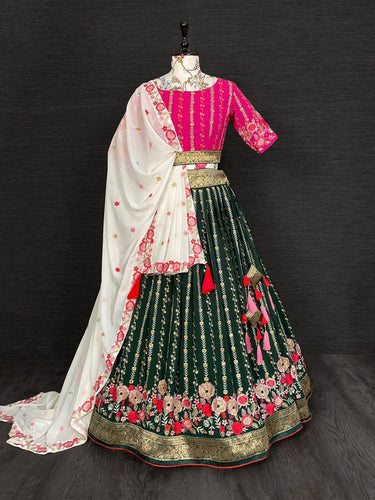 Pink and green traditional Lehenga