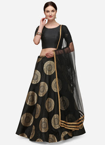 Black Chakra jacquard Lehenga