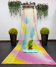 Multi coloured leheriya print saree