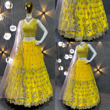 Yellow and baby pink sequence Lehenga