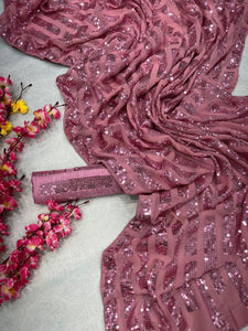 Celebrity box style sequins saree